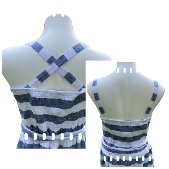 Theodore & Chelsea Blue/White Striped Ruffled Bottom Belted Sundress Sz Medium - Picture 6 of 14
